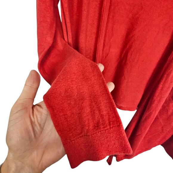 Lauren Ralph Lauren Womens Linen Sweater Cardigan Holiday Red Classic Preppy M - Picture 4 of 8